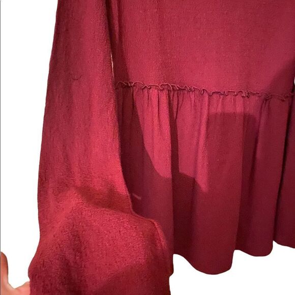 Isabel Maternity Ingrid & Isabel Maroon Gauze Cotton Baby Doll Top Empire Waist - Picture 5 of 12